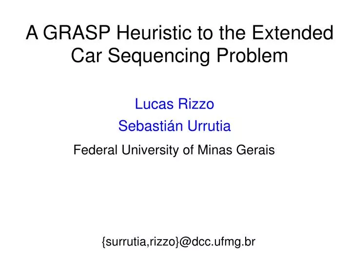 a grasp heuristic to the extended car sequencing problem