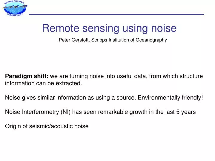 remote sensing using noise