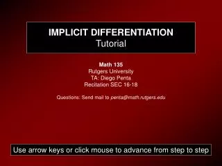 IMPLICIT DIFFERENTIATION Tutorial