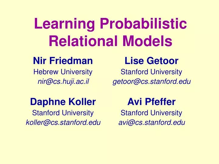 learning probabilistic relational models