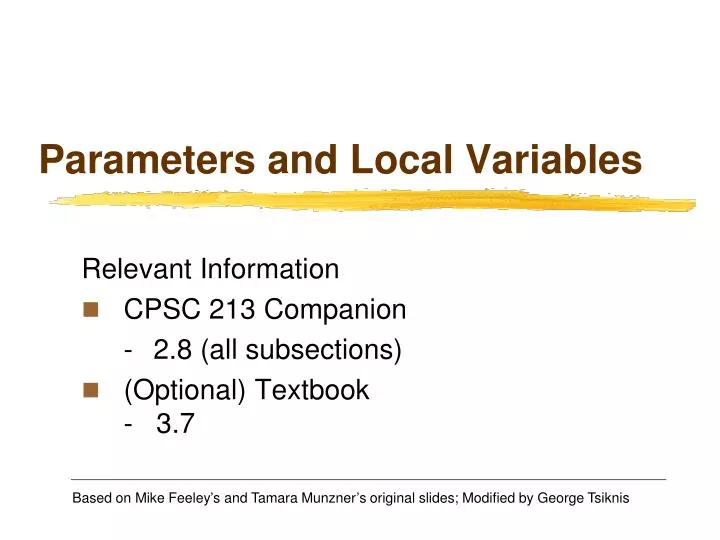 parameters and local variables