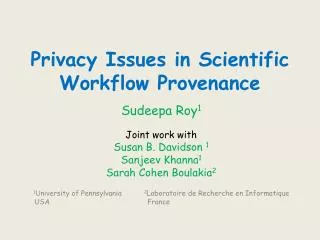 Privacy Issues in Scientific Workflow Provenance