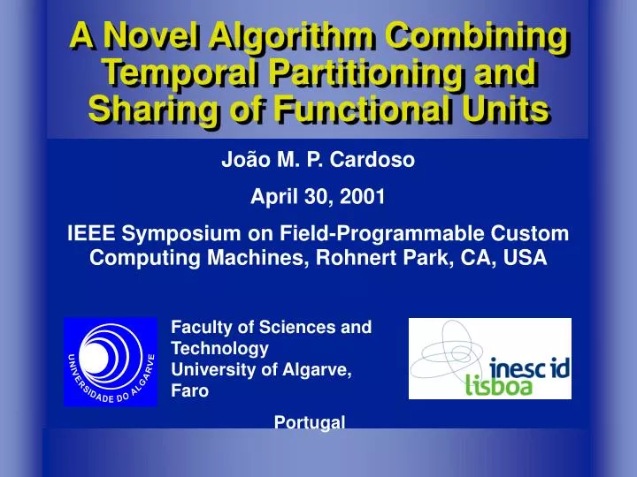 a novel algorithm combining temporal partitioning and sharing of functional units