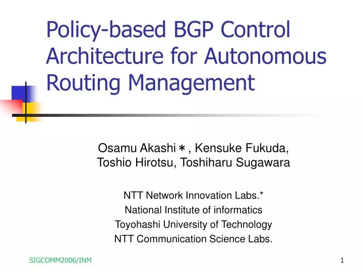 policy based bgp control architecture for autonomous routing management