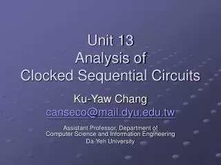 Unit 13 Analysis of Clocked Sequential Circuits