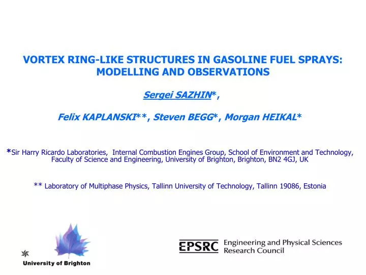 vortex ring like structures in gasoline fuel sprays modelling and observations