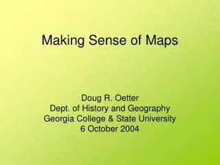 Making Sense of Maps