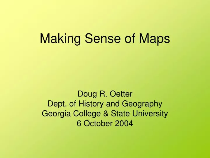 making sense of maps