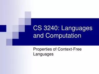 CS 3240: Languages and Computation
