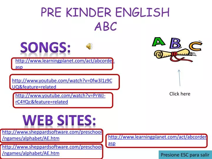 pre kinder english abc