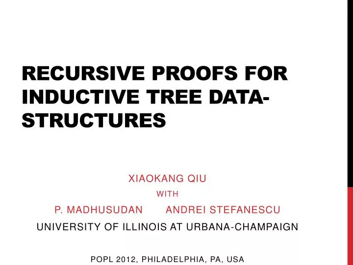 recursive proofs for inductive tree data structures