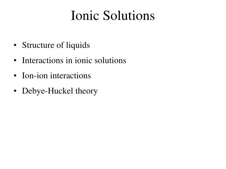 ionic solutions