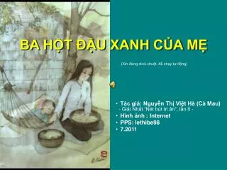 ba h t u xanh c a m