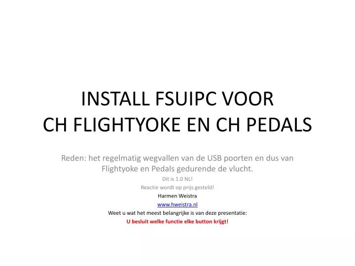 install fsuipc voor ch flightyoke en ch pedals