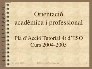 orientaci acad mica i professional pla d acci tutorial 4t d eso curs 2004 2005