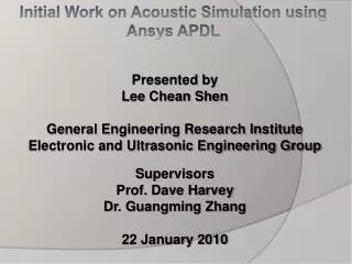 Initial Work on Acoustic Simulation using Ansys APDL