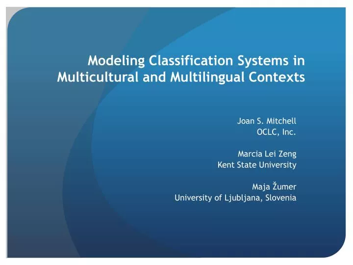 modeling classification systems in multicultural and multilingual contexts