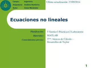 ecuaciones no lineales