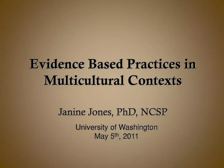 evidence based practices in multicultural contexts