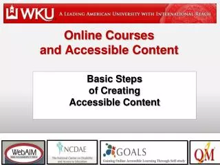 Online Courses and Accessible Content