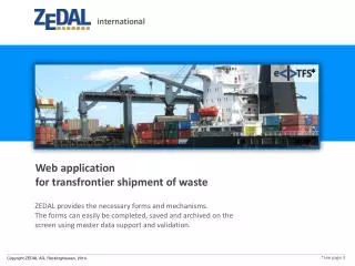 Web application for transfrontier shipment of waste