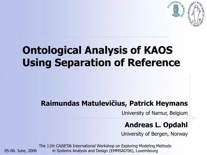 ontological analysis of kaos using separation of reference