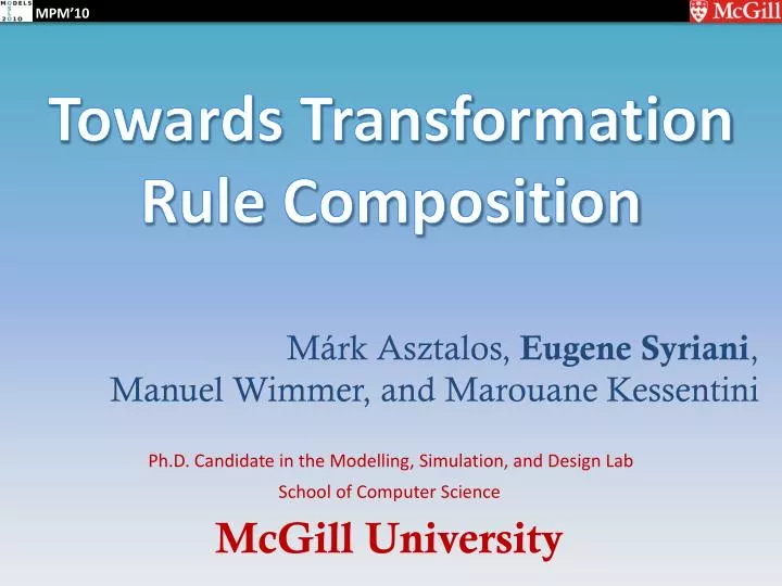 towards transformation rule composition