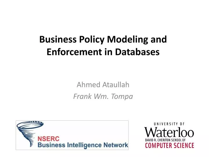 business policy modeling and enforcement in databases