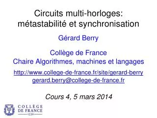 circuits multi horloges m tastabilit et synchronisation