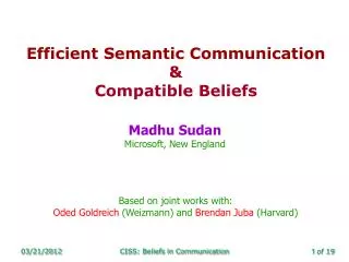 Efficient Semantic Communication &amp; Compatible Beliefs