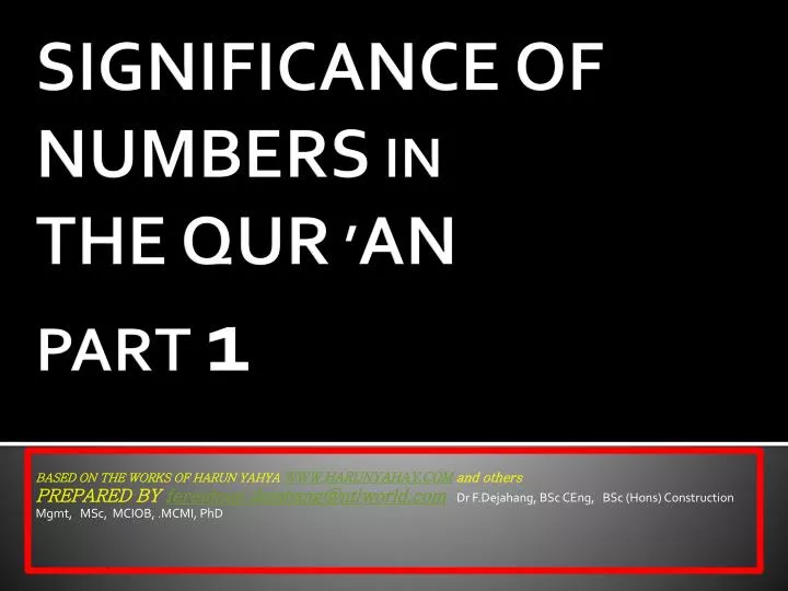 significance of numbers in the qur an part 1