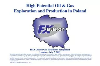 High Potential Oil &amp; Gas Exploration and Production in Poland