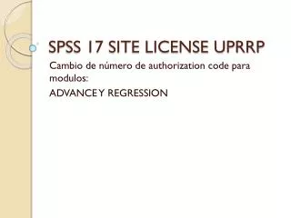 spss 17 site license uprrp