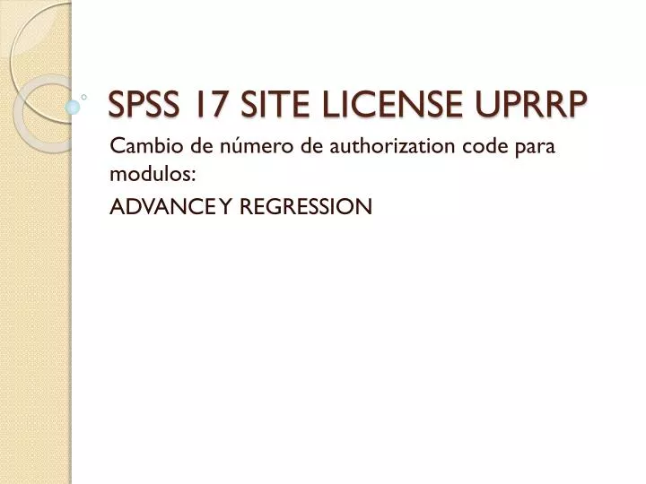spss 17 site license uprrp
