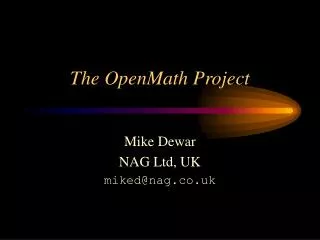 The OpenMath Project