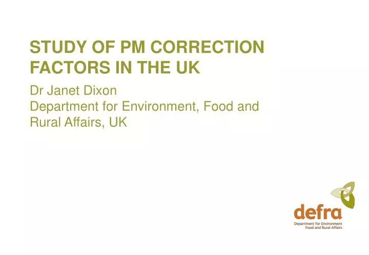 study of pm correction factors in the uk