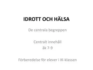idrott och h lsa
