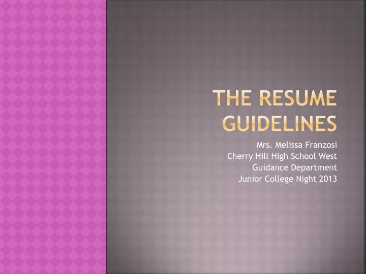 the resume guidelines