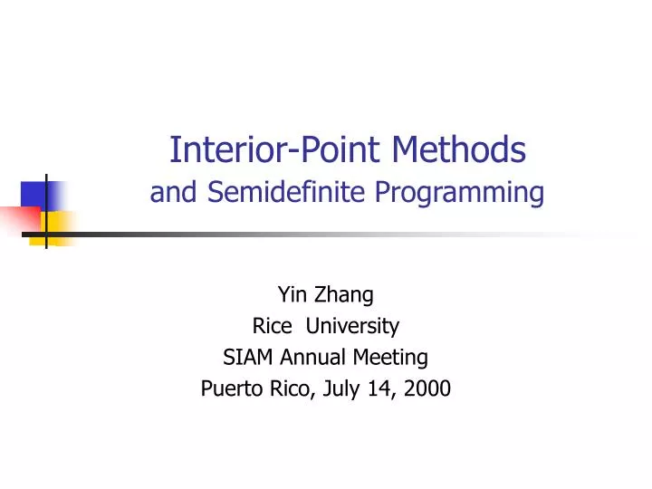 interior point methods and semidefinite programming