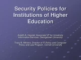 Security Policies for Institutions of Higher Education