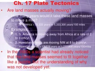 Ch. 17 Plate Tectonics