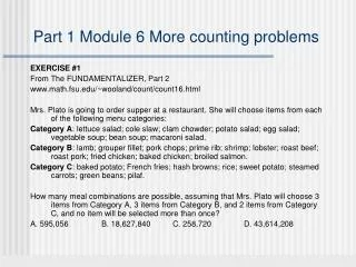 Part 1 Module 6 More counting problems