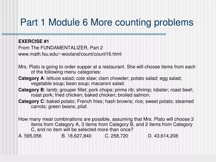 part 1 module 6 more counting problems