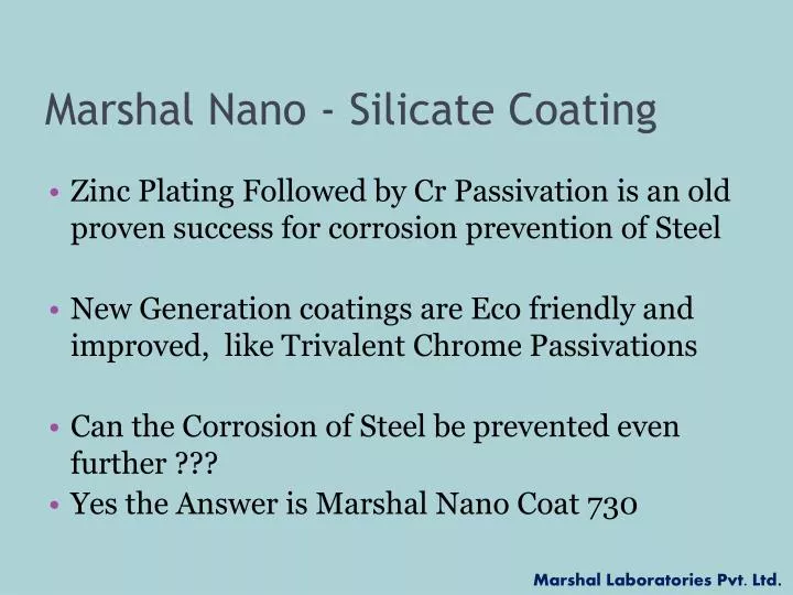 marshal nano silicate coating