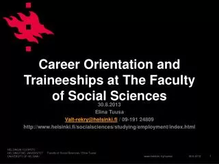 Career Orientation and Traineeships at The Faculty of Social Sciences