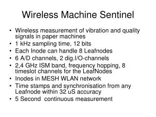 Wireless Machine Sentinel