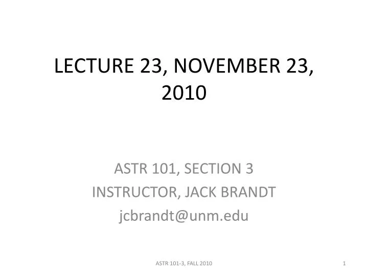 lecture 23 november 23 2010