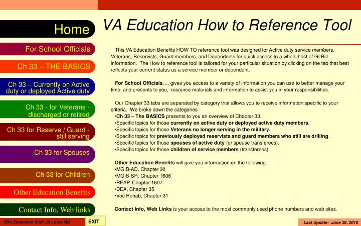 va education how to reference tool