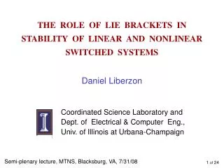 THE ROLE OF LIE BRACKETS IN STABILITY OF LINEAR AND NONLINEAR SWITCHED SYSTEMS