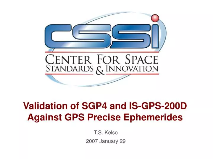 validation of sgp4 and is gps 200d against gps precise ephemerides